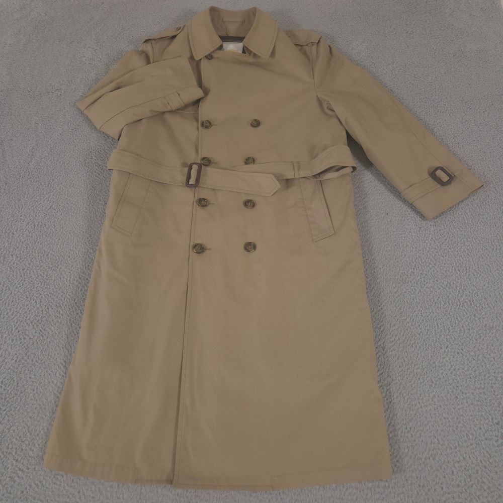VINTAGE London Fog Jacket Mens 40R Trench Coat Double Breasted Belted Liner 80s